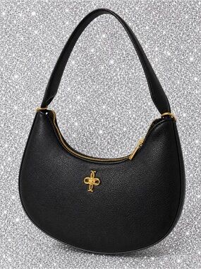 Crossi Black Faux Leather Hobo Bag with Gold Accent NWT $49 Retail